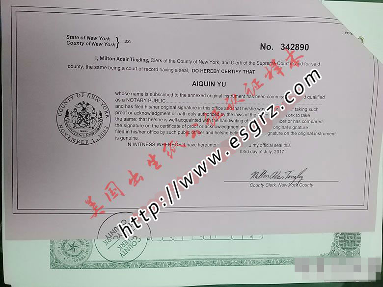 美國出生紙公證認(rèn)證樣本