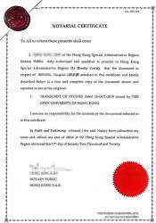 香港大學(xué)成績(jī)單海牙認(rèn)證樣本