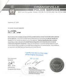 加拿大無犯罪紀(jì)錄證明公證樣本